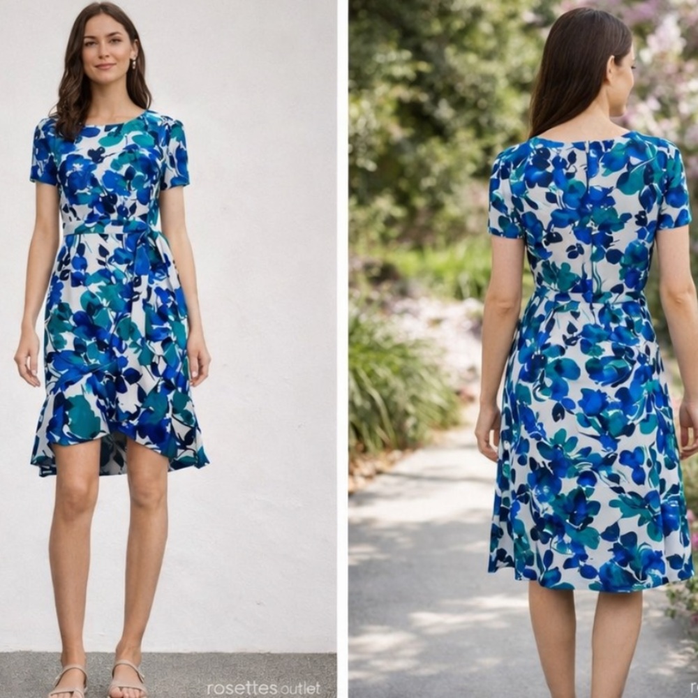 Calvin Klein Blue Floral Midi Dress